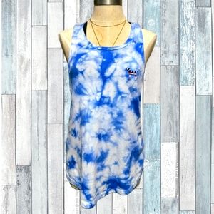 VS PINK Blue & White Tie Dye Racerback Tank top Medium